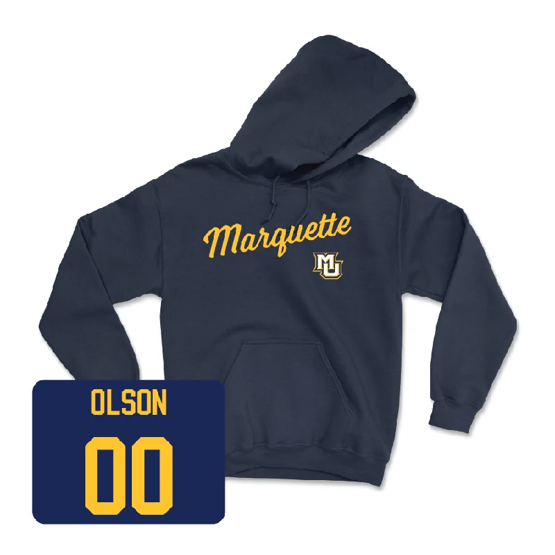 Navy Women's Soccer Script Hoodie - Chloe Olson Hoodie with Magnetic Closure Innovative Modern Navy Women's Soccer Script Hoodie - Chloe Olson Hoodie with Magnetic Closure Innovative Modern