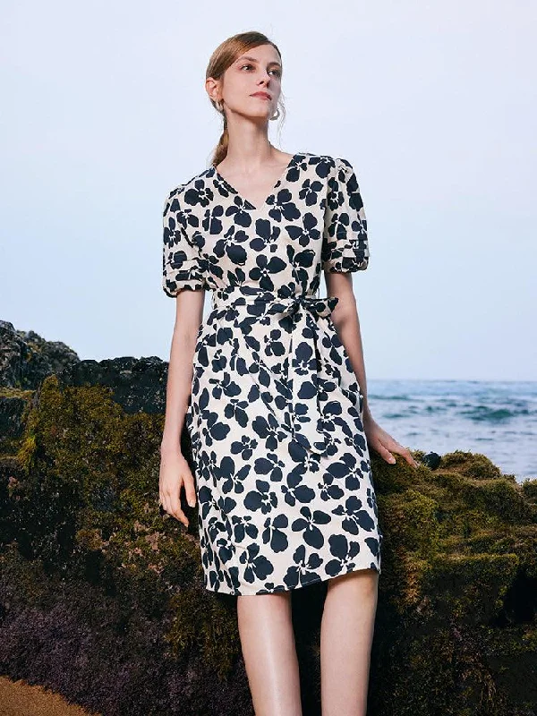 Black Floral V-Neck Dress Tunics Brand named