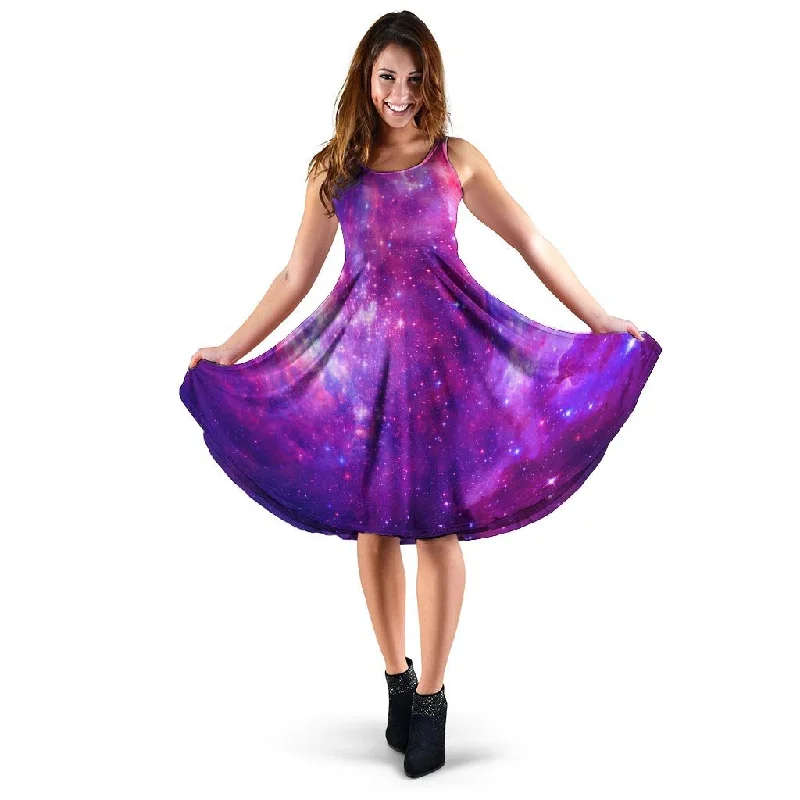 Purple Galaxy Space Dress Tunics Evening elegant