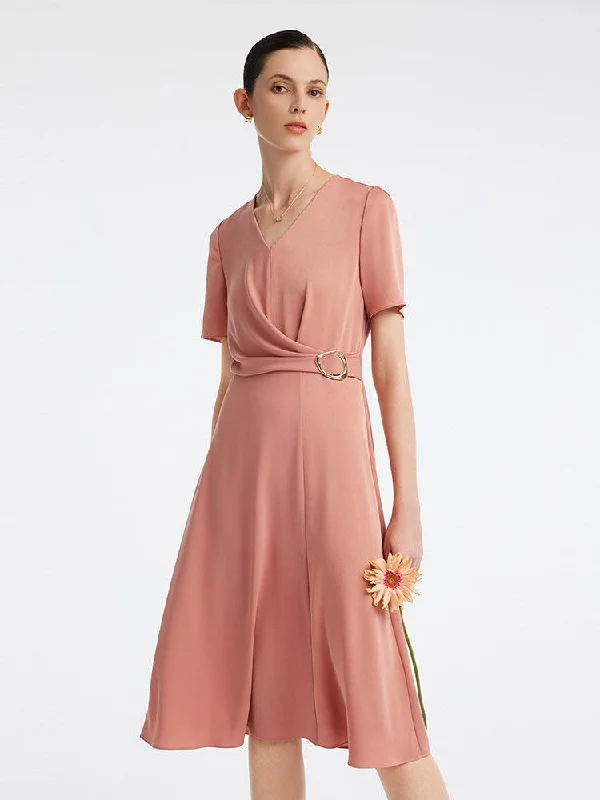 Acetate Waist-skimming V-neck Dress Tunics Modern contemporary