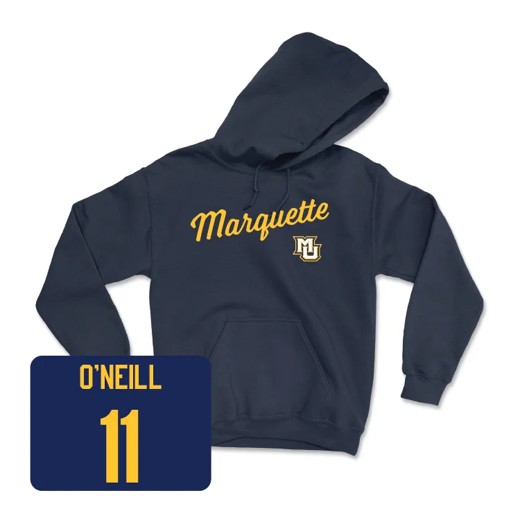 Navy Women's Soccer Script Hoodie - Julia O’Neill Hoodie with Oversized Fit Loose Comfortable
