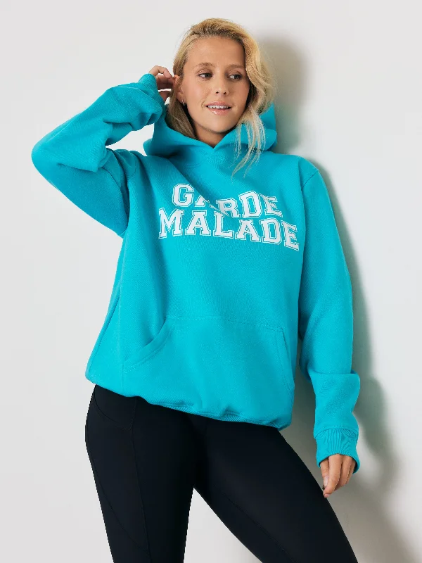 Premium Heavyweight Hoodie – College - Bali Blue Hoodie with Neon Bright Vibrant