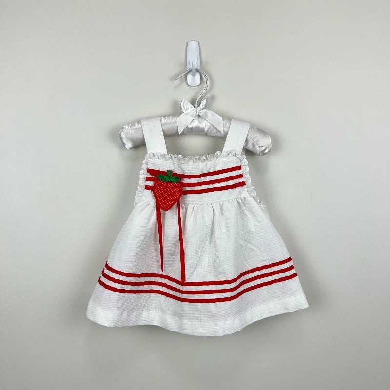 Vintage Little Bitty White Strawberry Dress 2T USA Tunics Fashionable chic