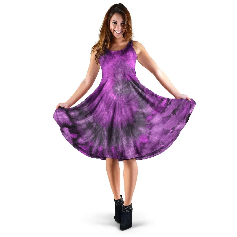 Purple Tie Dye Dress Tunics Solid Classic
