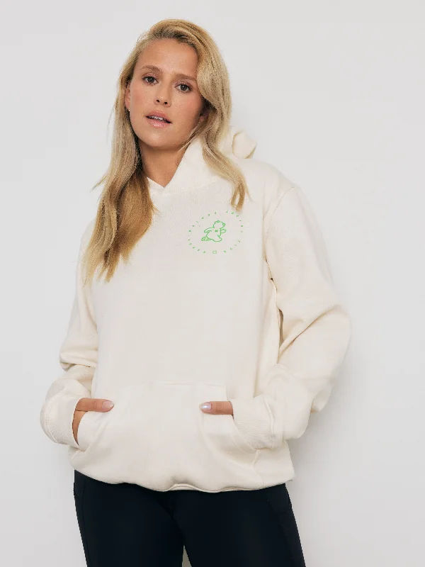 Premium Heavyweight Hoodie – Running Ted - Cream Hoodie with Earth Tones Natural Calm