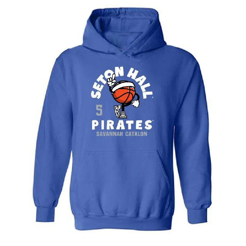 Seton Hall - NCAA Women's Basketball : Savannah Catalon - Fashion Shersey Hooded Sweatshirt Hoodie with Hem Patch Decorative Personalized