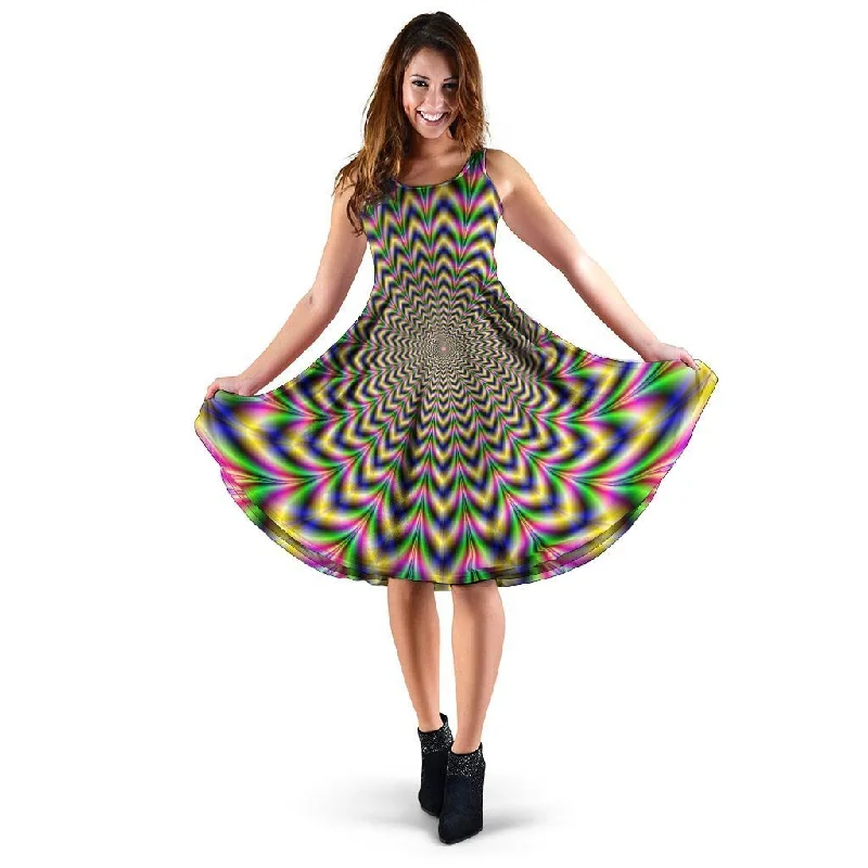 Psychedelic Blue Optical illusion Dress Tunics Fashionable trendy