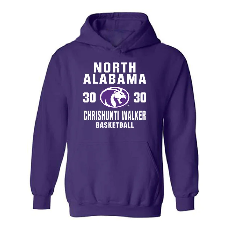North Alabama - NCAA Women's Basketball : Chrishunti Walker - Classic Shersey Hooded Sweatshirt Hoodie with Typography Text Message
