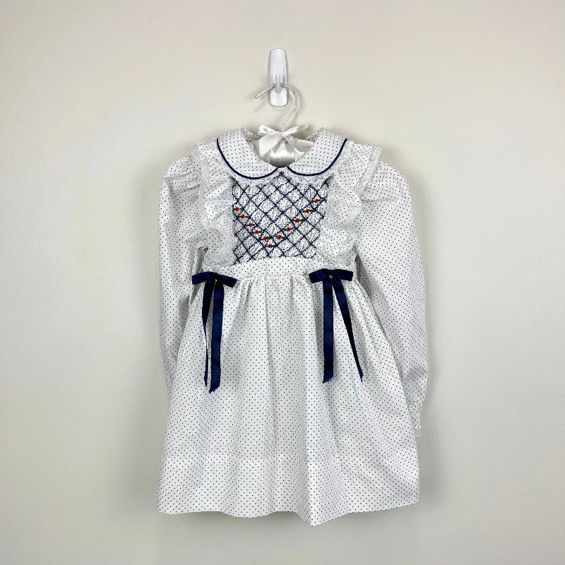 Vintage Polly Flinders Smocked White Ruffle Dress 3T Tunics Custom made