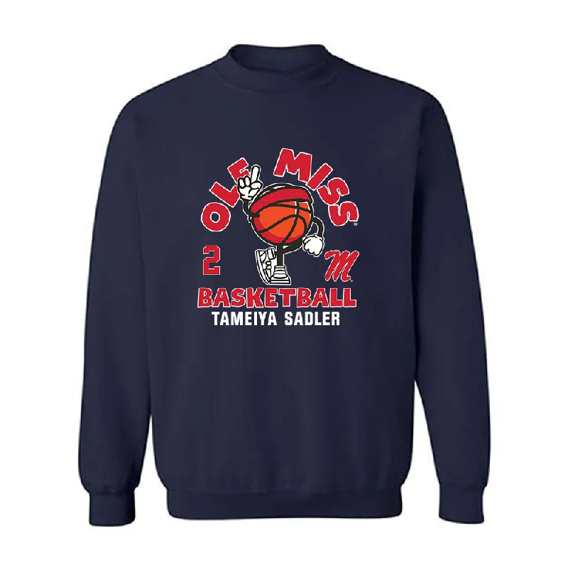 Ole Miss - NCAA Women's Basketball : Tameiya Sadler - Fashion Shersey Crewneck Sweatshirt Hoodie with Hem Embroidery Detailed Premium Ole Miss - NCAA Women's Basketball : Tameiya Sadler - Fashion Shersey Crewneck Sweatshirt Hoodie with Hem Embroidery Detailed Premium