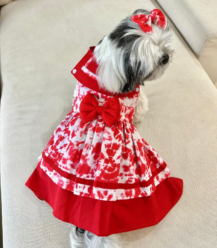 Red Rosette Dress Tunics Long Elegant