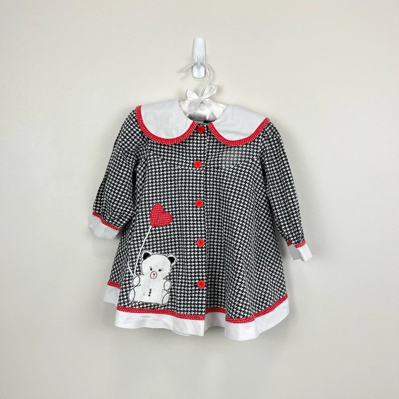 Vintage Cradle Houndstooth Plaid Teddy Bear Dress 24 Months Bodycon Club Sequined