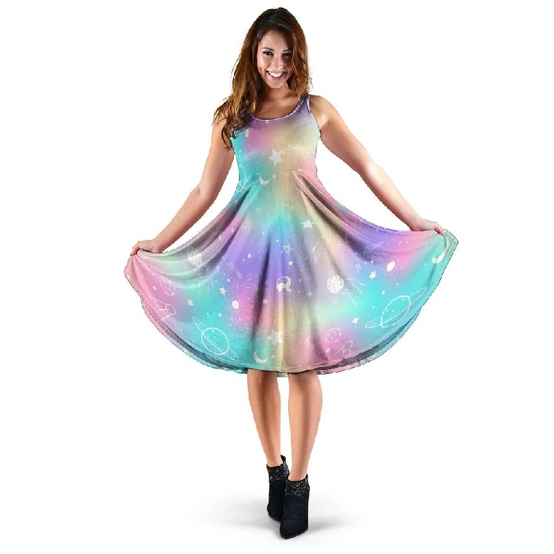 Print Holographic Dress Tunics Luxurious high-end