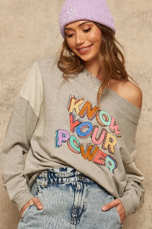 Vintage-style French Terry Knit Graphic Sweatshirt in Heather Grey Hoodie with Hem Ribbing Snug Secure