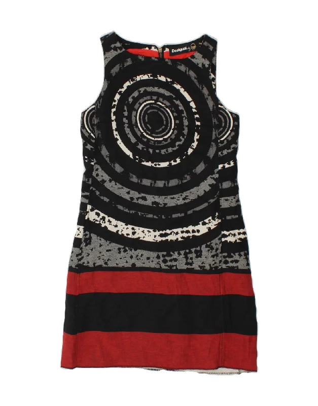 DESIGUAL Womens Sleeveless Sheath Dress EU 40 Medium Black Colourblock Tunics Fashionable trendy