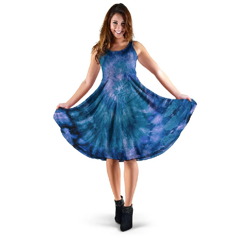 Tie Dye Blue Print Dress Tunics Floral girly