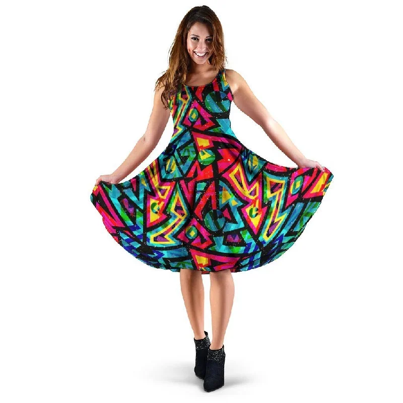 Psychedelic Geometric Print Dress Tunics Stylish elegant