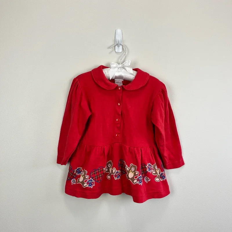 Vintage After the Stork Red Teddy Bear Dress 24 Months Tunics Chic elegant