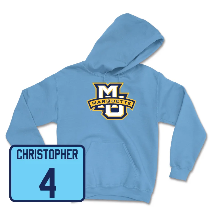 Championship Blue Women's Soccer Marquette Hoodie - Carly Christopher Hoodie with High Neck Warm Protective Championship Blue Women's Soccer Marquette Hoodie - Carly Christopher Hoodie with High Neck Warm Protective