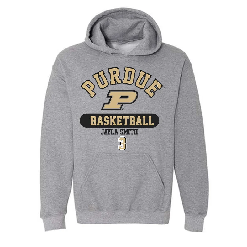 Purdue - NCAA Women's Basketball : Jayla Smith - Classic Fashion Shersey Hooded Sweatshirt Hoodie with Tied Waist Feminine Flattering
