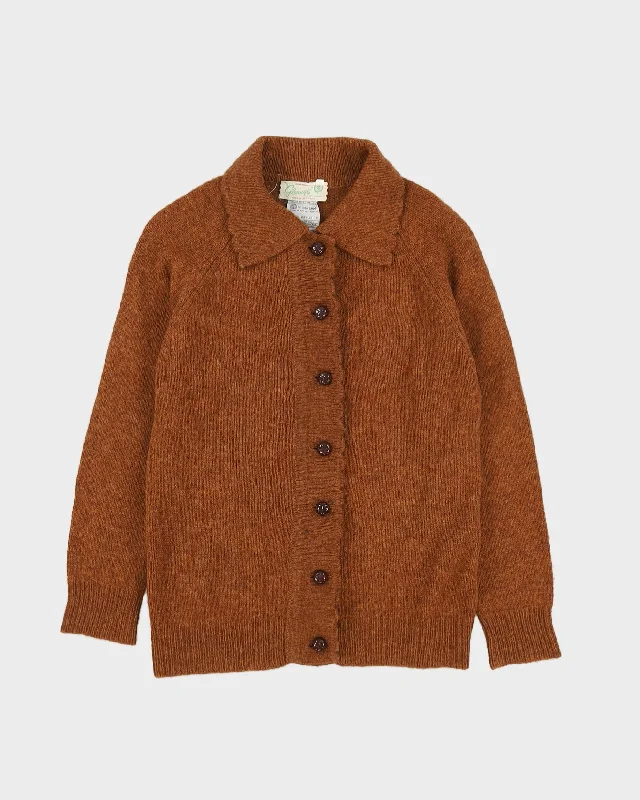 Vintage 1960s Glenugie Brown Cardigan - S Bright Pastel Dark