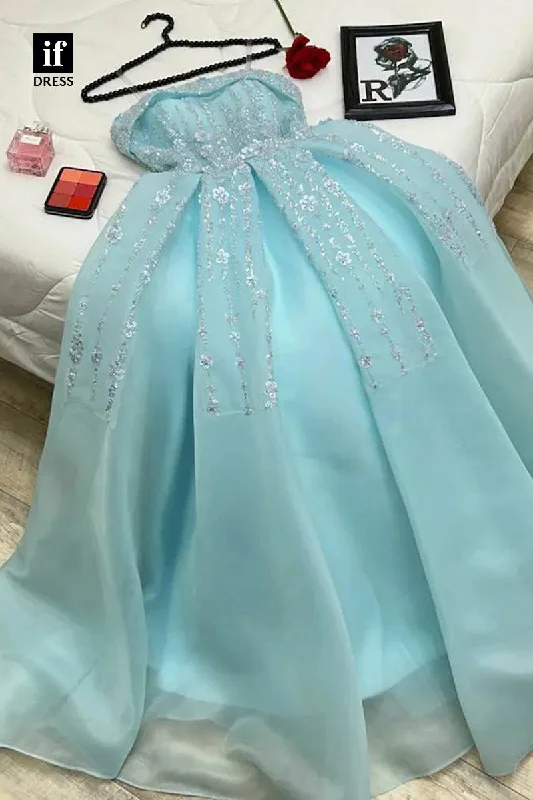 F1700 - Chic Strapless A-Line Appliques Sleeveless Prom Homecoming Party Dress Tunics Trendy modern