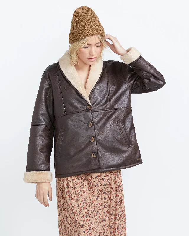 Fly By Babe Jacket - Dark Chocolate Denim Fabric Leather Fabric Suede Fabric