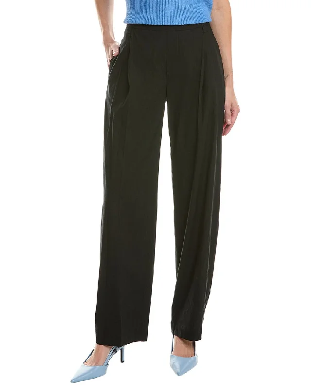 Vince Pleat Front Linen-Blend Pant Elegant Palazzo Trousers
