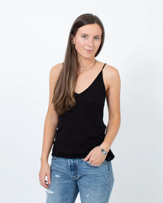 Black Sheer Tank Top low neck tank