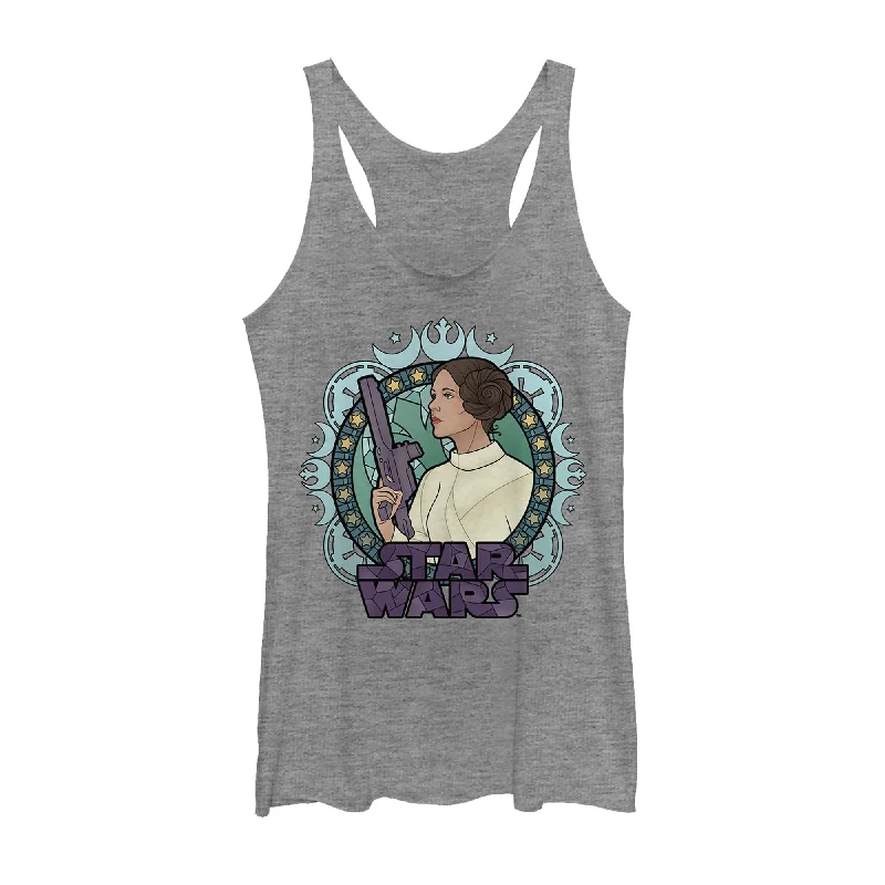 Women's Star Wars Ornate Princess Leia Glass Racerback Tank Top lavender tank top