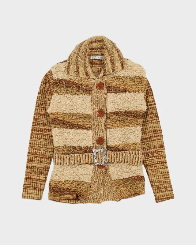Y2K Gold  Lurex Knitted Cardigan - XS Wool Cardigan Cotton Cardigan Cashmere Cardigan