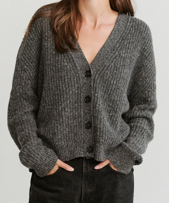 Cropped Cashmere Cocoon Cardigan Silk Blend Satin Velvet