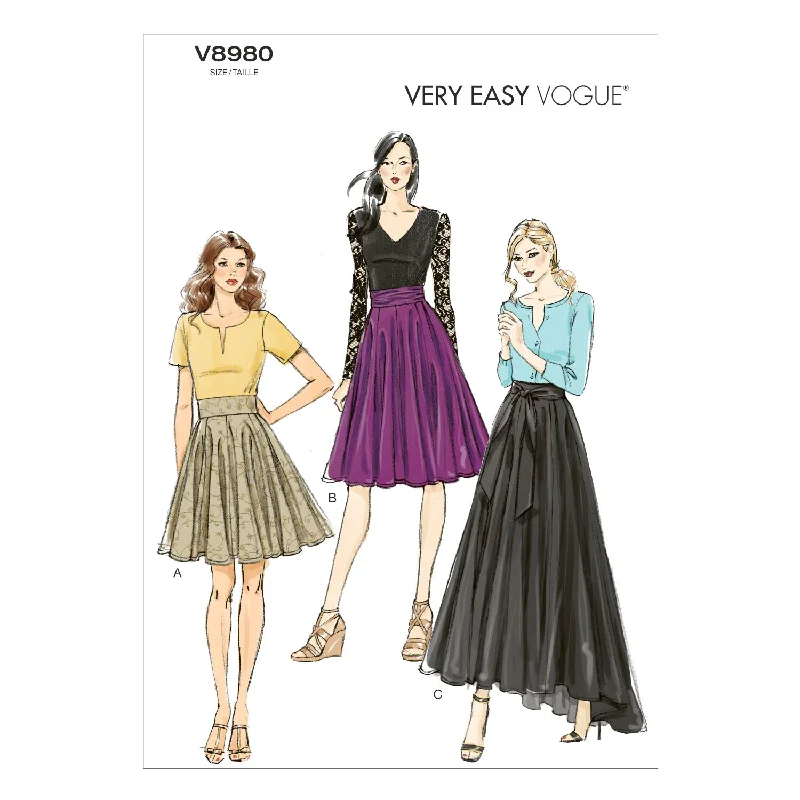 Vogue Pattern V8980 Misses' Skirt chiffon skirt lightweight
