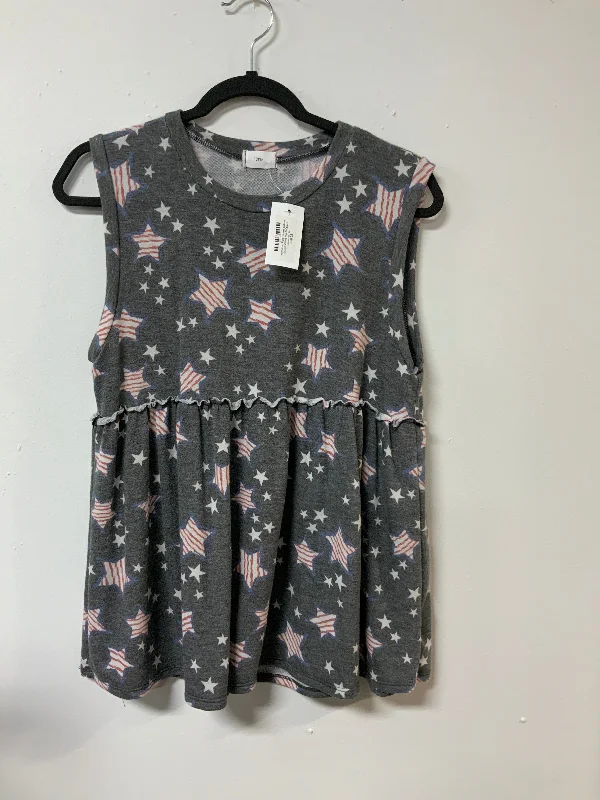 12PM (S) blu stripe star tank NWT ribbed tank top