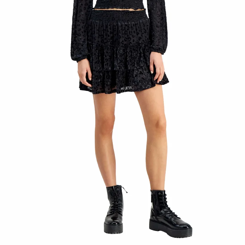 SELF ESTEEM - Tiered Burnout Velvet Mini Skirt patchwork skirt art