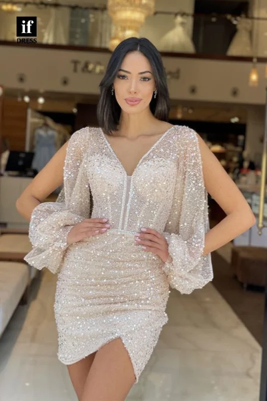 F1854 - Elegant Straps Full Sequins Pleats Short Cocktail Homecoming Party Dress Tunics Favorite customer F1854 - Elegant Straps Full Sequins Pleats Short Cocktail Homecoming Party Dress Tunics Favorite customer