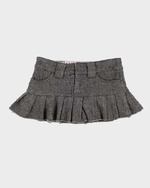 Y2k 00s Grey Pleated Mini Skirt - S corduroy skirt durable