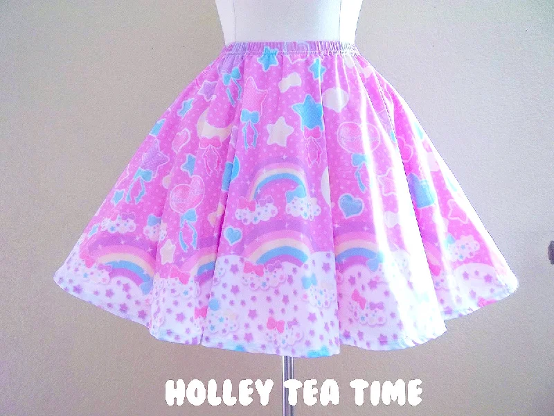 Pastel Party Pink Mini Skater Skirt low waist skirt