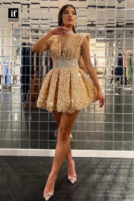 F1802 - Glamorous V-Neck A-Line Full Sequins Short Cocktail Homecoming Party Dress Tunics Canvas sturdy F1802 - Glamorous V-Neck A-Line Full Sequins Short Cocktail Homecoming Party Dress Tunics Canvas sturdy