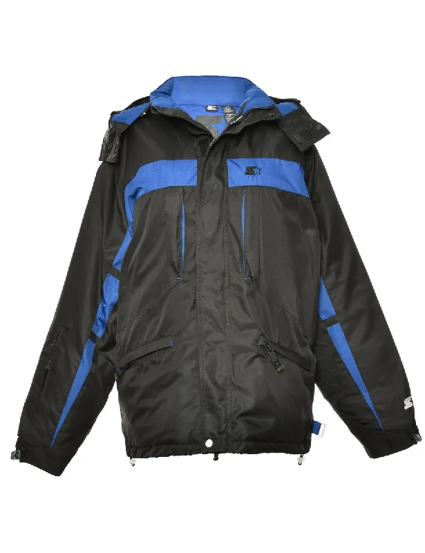 Black & Blue Contrasting Mountaineering Jacket - L Trench Coat Raincoat Waterproof Jacket
