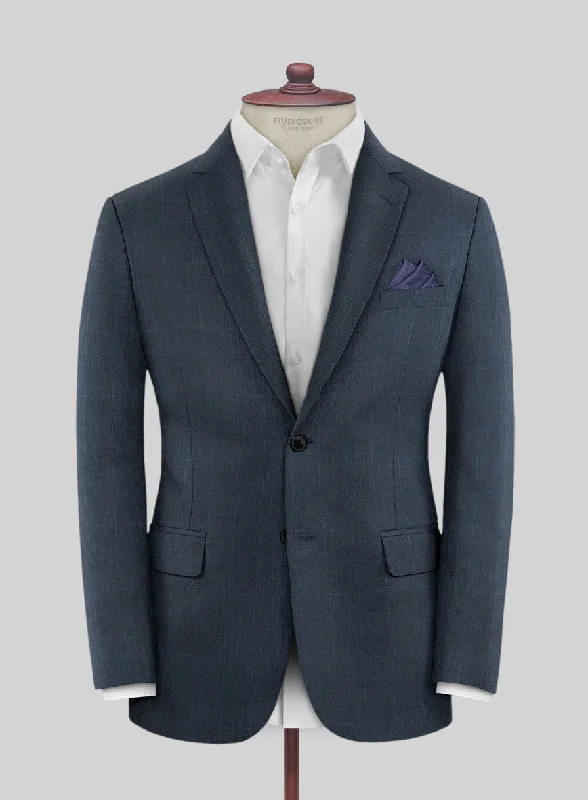 Scabal Sanco Checks Blue Wool Jacket One-Shoulder Jacket Off-the-Shoulder Jacket Asymmetrical Jacket
