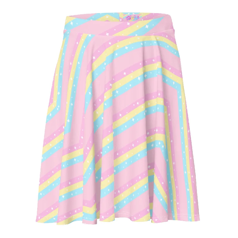 Teatime Fantasy Pink Rainbow Skater Skirt velvet skirt plush