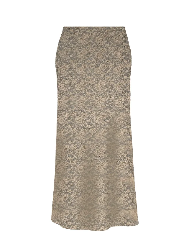 Gianna Stretch Lace Mermaid Maxi Skirt - Cream wool skirt warm
