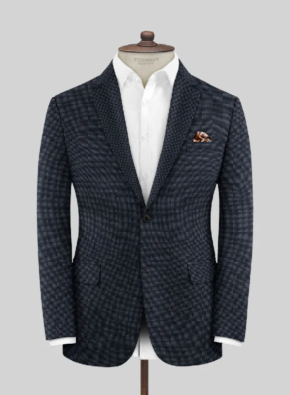 Scabal Aritmi Pinhead Blue Wool Jacket Satin Fabric Silk Fabric Chiffon Fabric