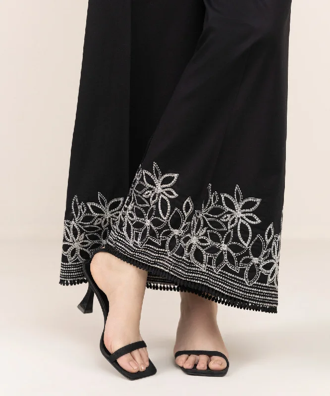Embroidered Cambric Flared Pants Fashionable Tapered Leg Pants