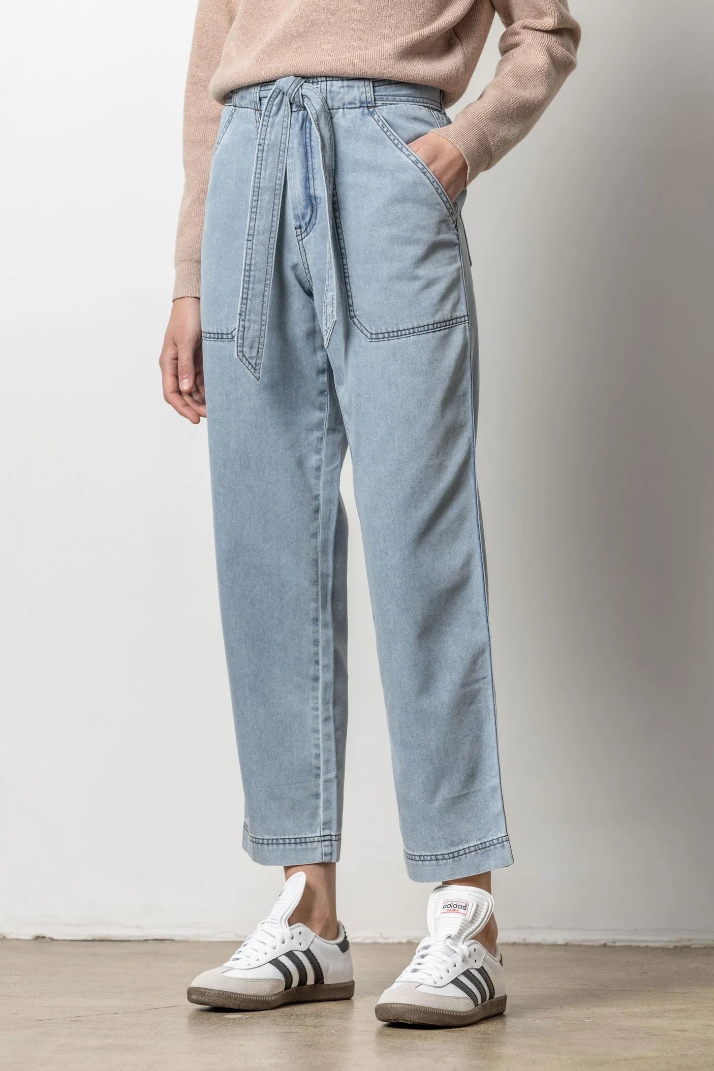 Denim Belted Pant Chic Capri Pants