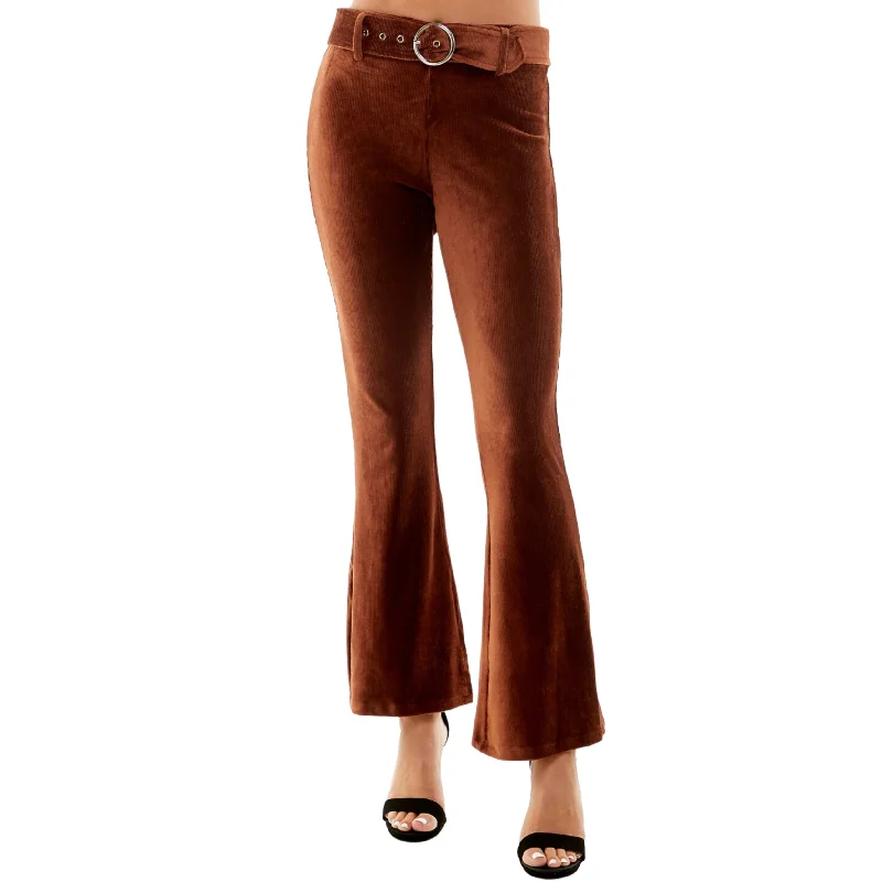 ULTRA FLIRT - Corded Belted Flare Pants Formal Stretch Pants