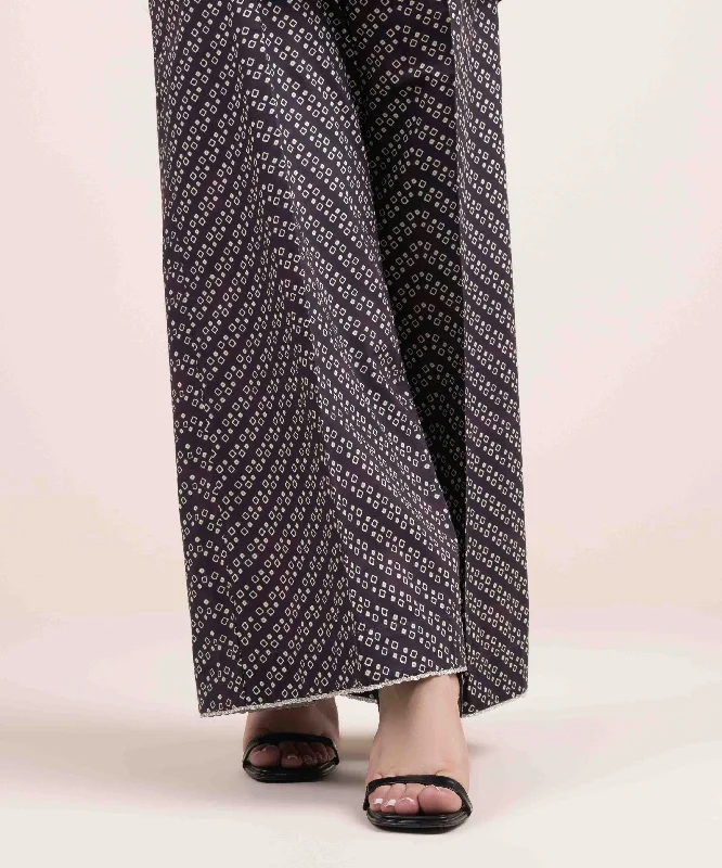 Printed Cambric Flared Pants Classic Bootcut Trousers