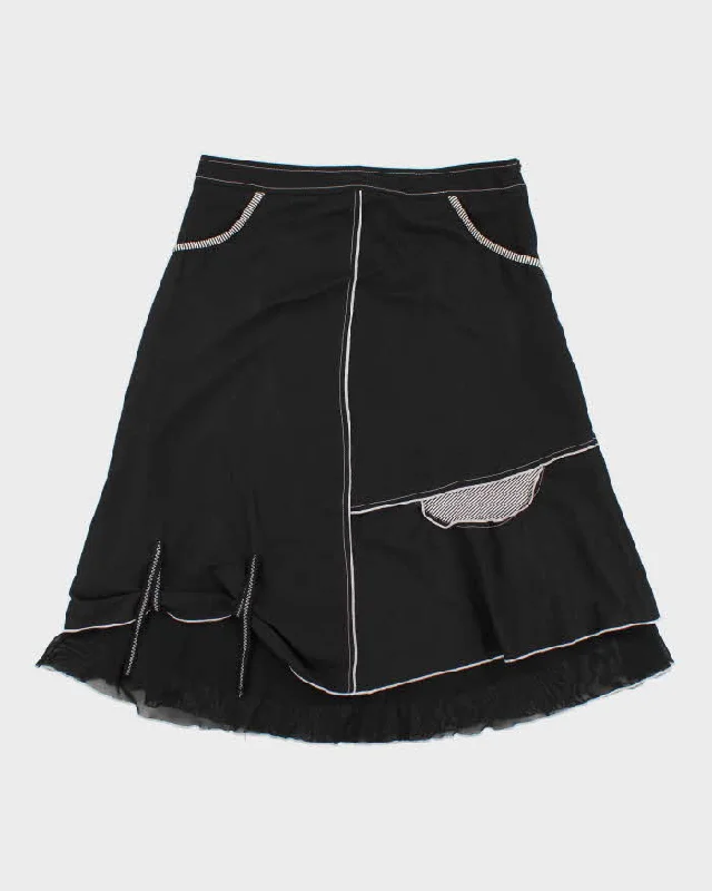 Vintage Y2k 00s Black Layered Skirt - S silk skirt lustrous