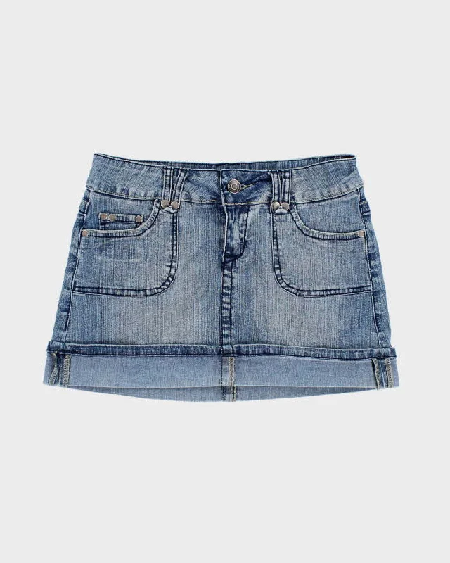 Women's Vintage 00s Denim Mini Skirt - S pleated skirt texture